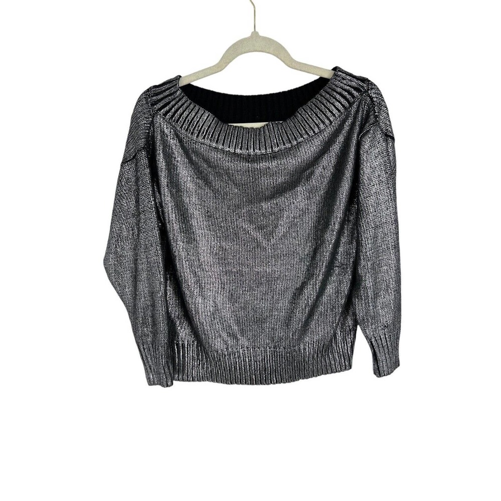 Superdown Silver Off-Shoulder Sweater - image 2